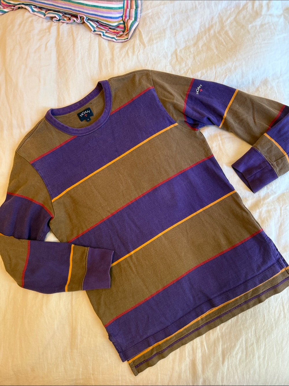 Noah 100% Cotton Stripe Crewneck Rugby Sweater